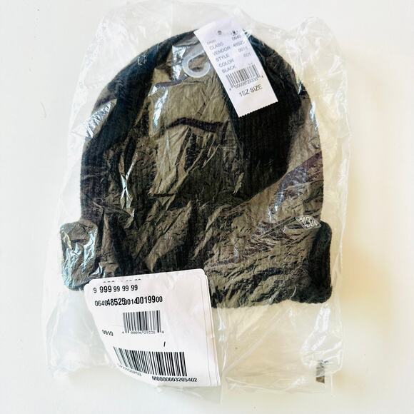 NEW PACSUN Fisherman Fold Over Black Knit Shallow Cuff Beanie Hat Cap Unisex - Picture 4 of 6